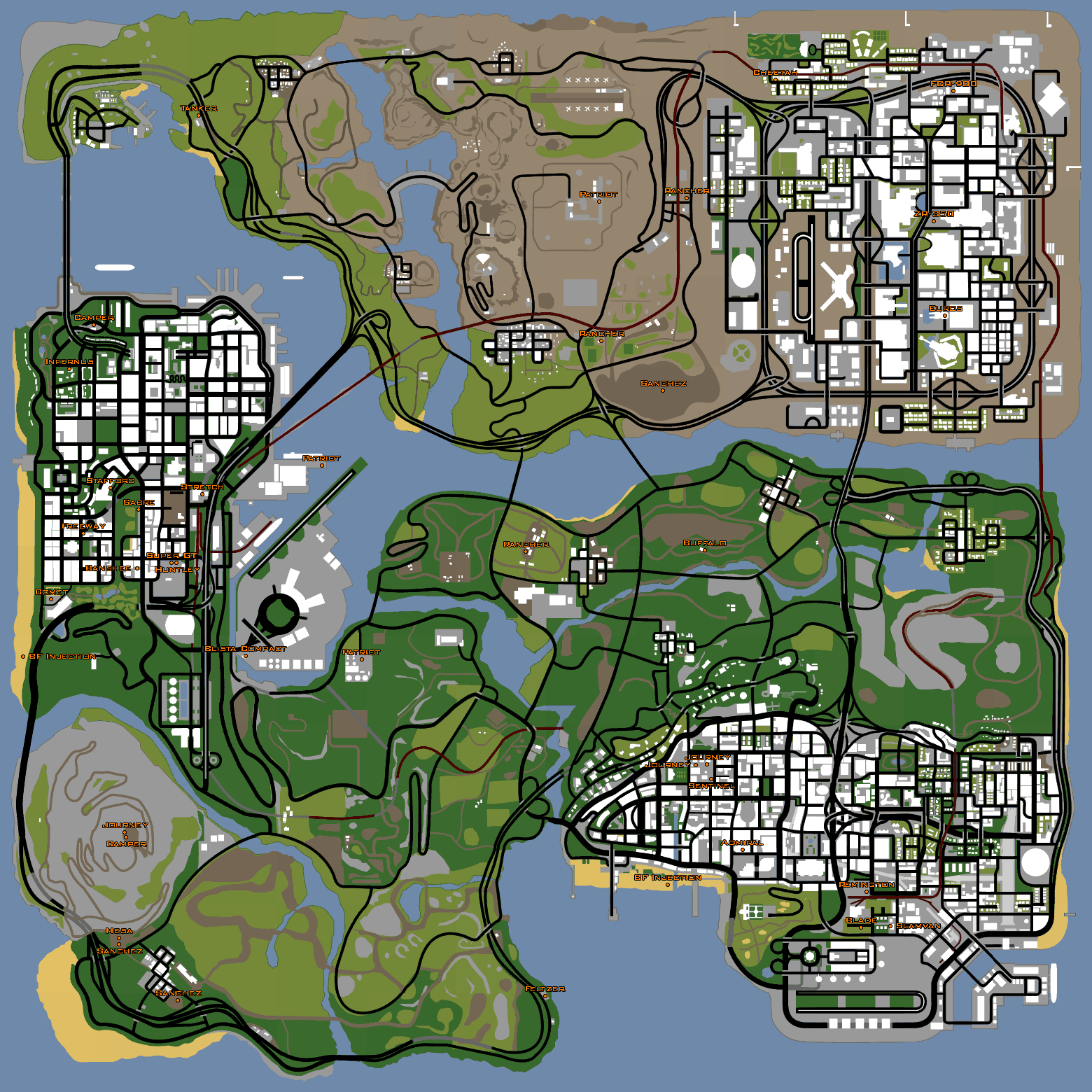 gta sa térkép Gta Sanandreas Com Import Export Vehicle Locations Map gta sa térkép