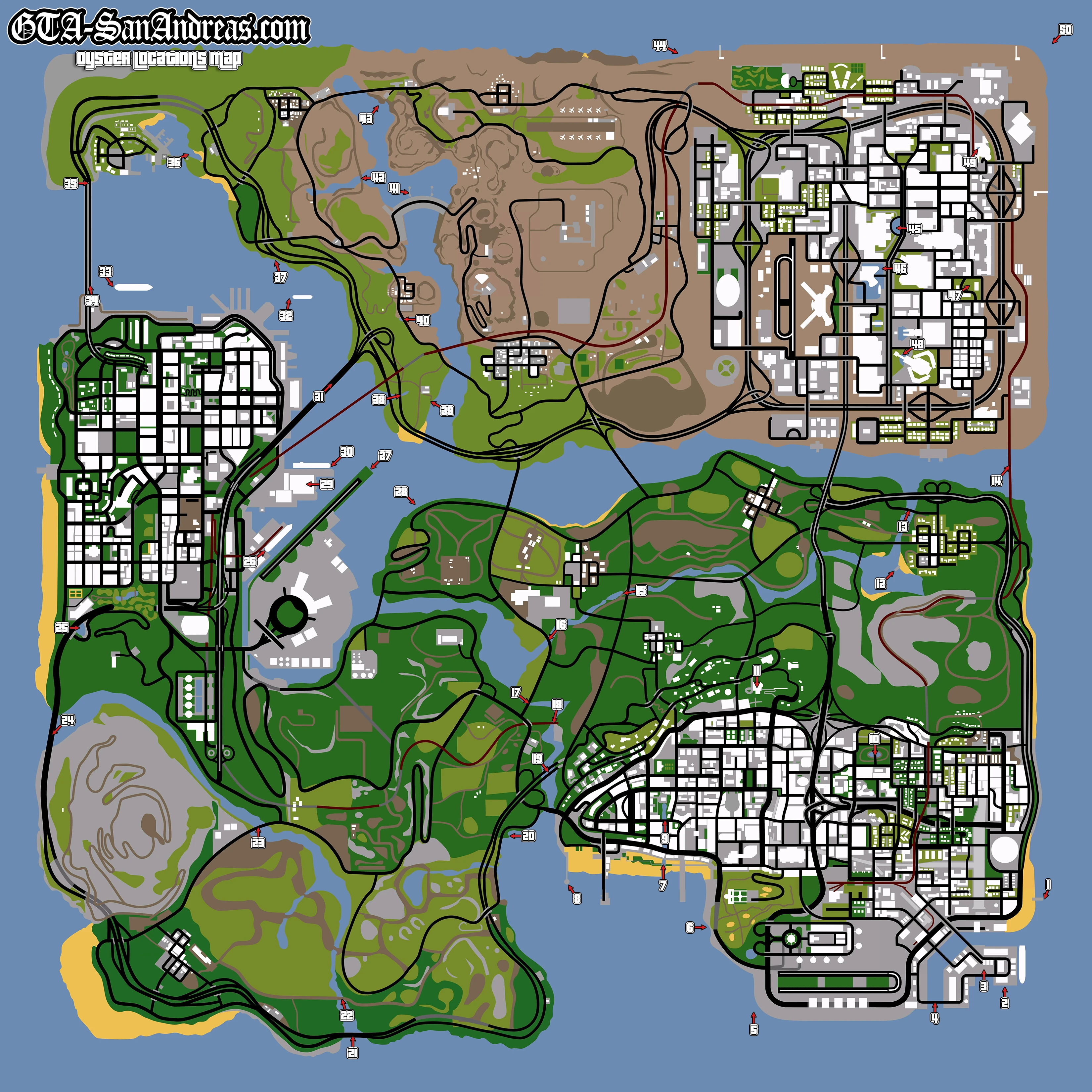 Oyster Locations Map GTA SanAndreas