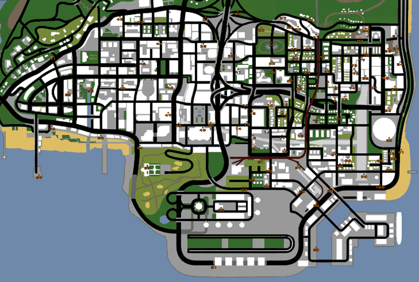 GTA SanAndreas Tag Locations Map
